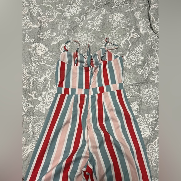 Romeo & Juliet Couture Wide Leg Stripe Jumpsuit - Picture 6 of 8